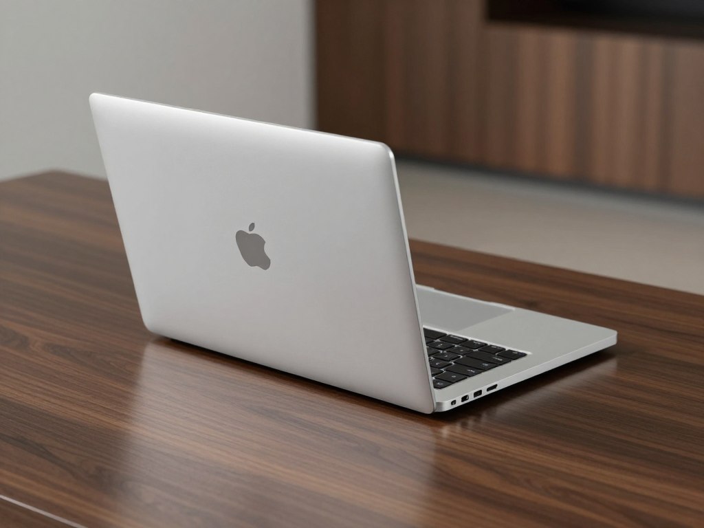 Hoogwaardige laptop met premium afwerking op houten bureau