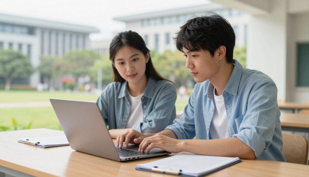 Studenten die laptops gebruiken tijdens een werkgroep