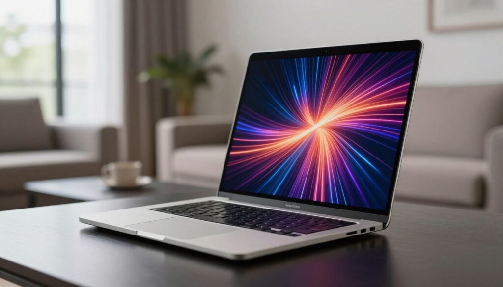 Zijaanzicht van een gaming laptop met een scherp display